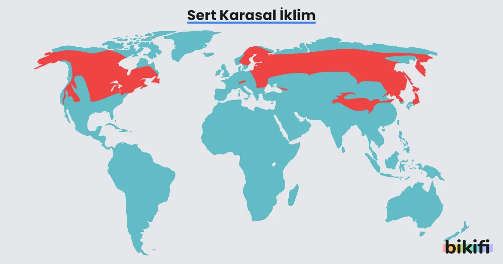 Sert karasal ikliminin dünya üzerinde görüldüğü alanlar