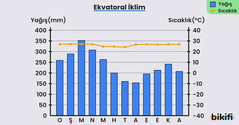 Ekvatoral iklimin yağış ve sıcaklık grafikleri
