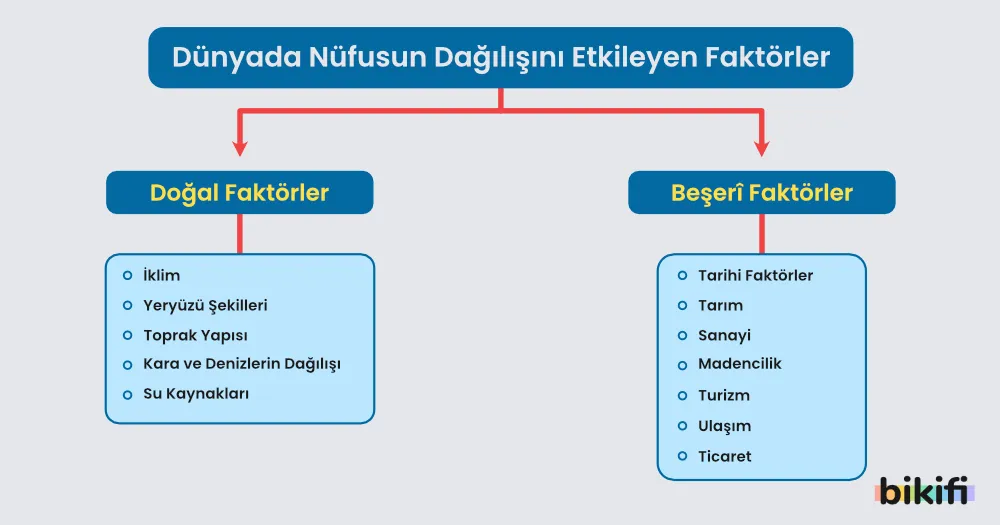 Dünya'da nüfusun dağılışını etkileyen doğal ve beşeri faktörler