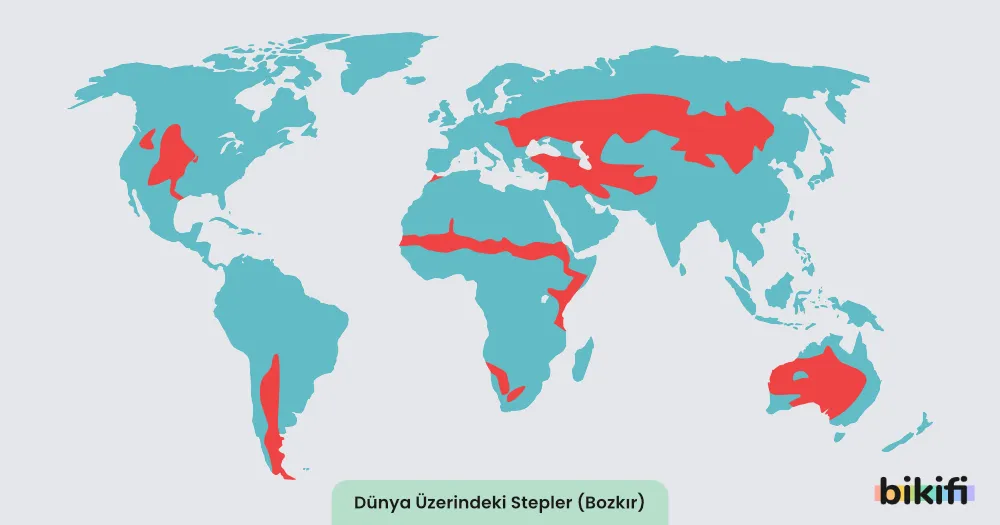 Step (Bozkır) dünya üzerindeki dağılımı