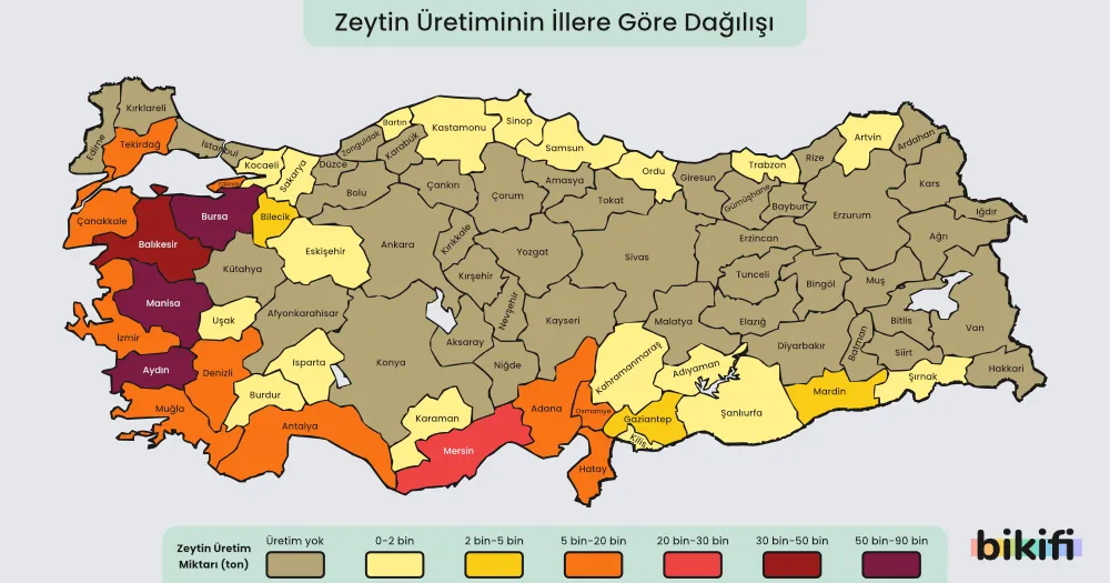 Türkiye'de zeytin yetiştirilen yerler