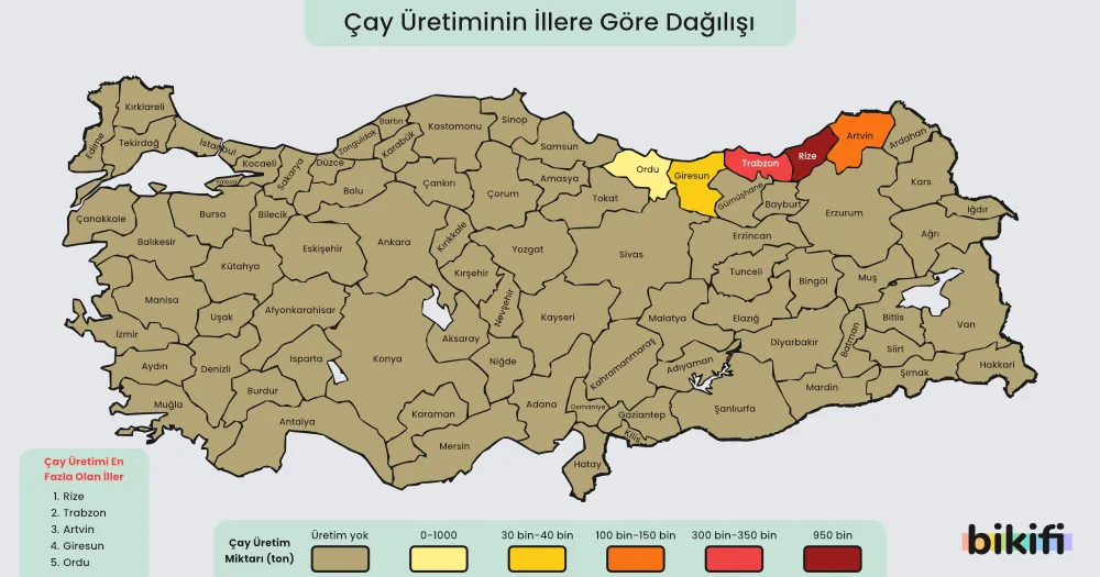 Türkiye'de çay yetiştirilen yerler
