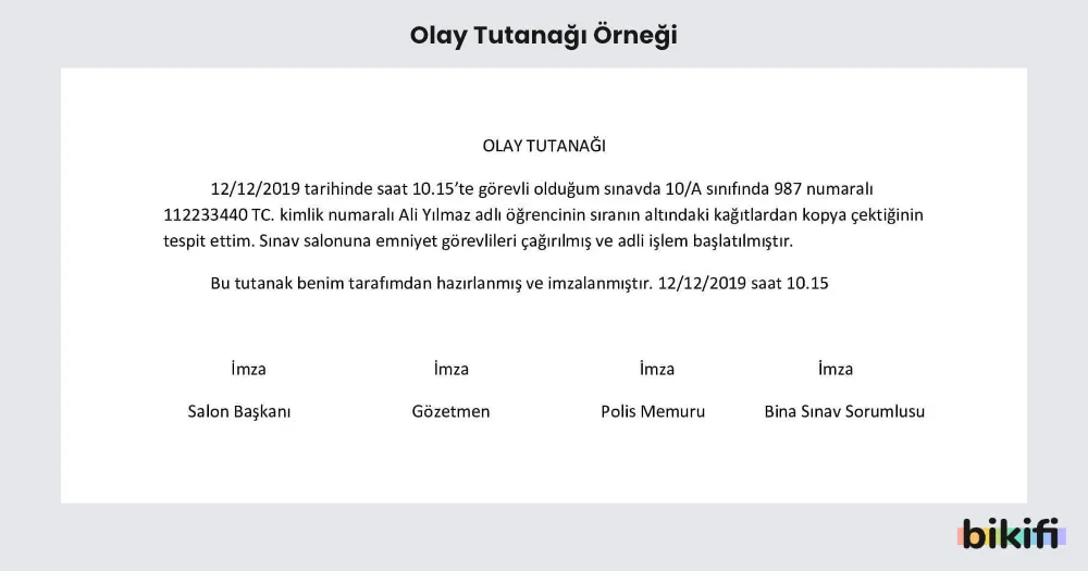 Olay Tutanağı Örneği
