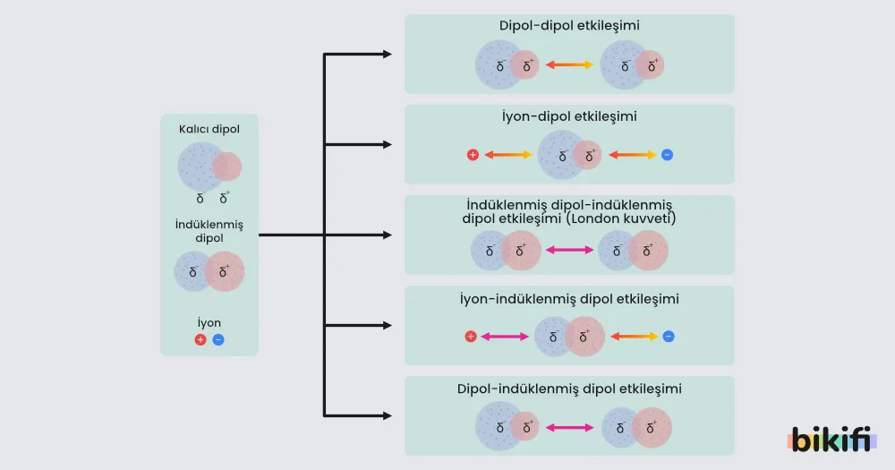 Moleküller Arası Etkileşim çeşitlerini gösteren grafik 