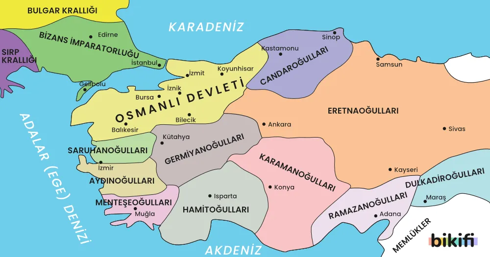 Osmanlı beyliğinden devlete genişleme haritası